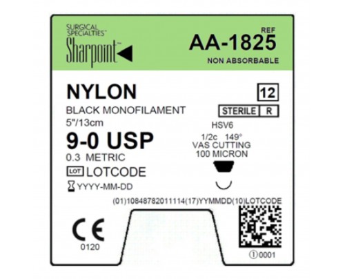 sharpoint_microsuture_black_nylon_9-0_suture_aa-1825_and_aa-2545_with_hsv6_vas_cutting_needles 