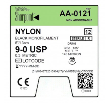 Sharpoint Microsuture AA-0121 and AA-0122 Nylon with DRM6 M.E.T. ™ Needle 