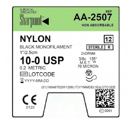 Sharpoint Microsuture AA-2507 Nylon with 2 X DRM4 M.E.T. ™ Needle 