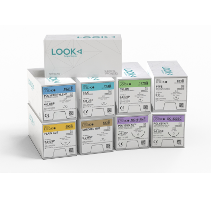 LOOK™ 1294B Black Nylon Sutures with PC33 PRC Needle 