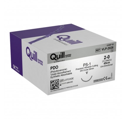 Quill Barbed Single Arm Violet PDO Suture, PS-1 PRC 