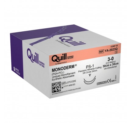 Quill Barbed Monoderm Suture Double Armed PS-1 Fine PRC Needles 